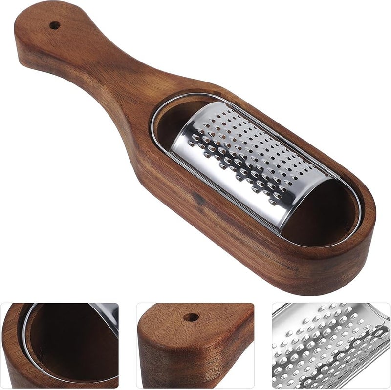 Stainless Steel Cheese Grater With Wooden Handle Multipurpose Kitchen Food Shredder - Image 4